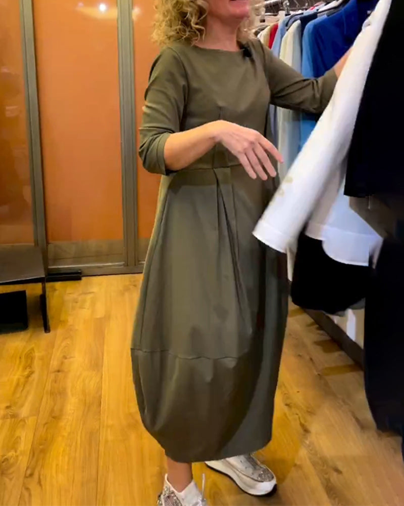 Grace - Olive Color Knitted Dress