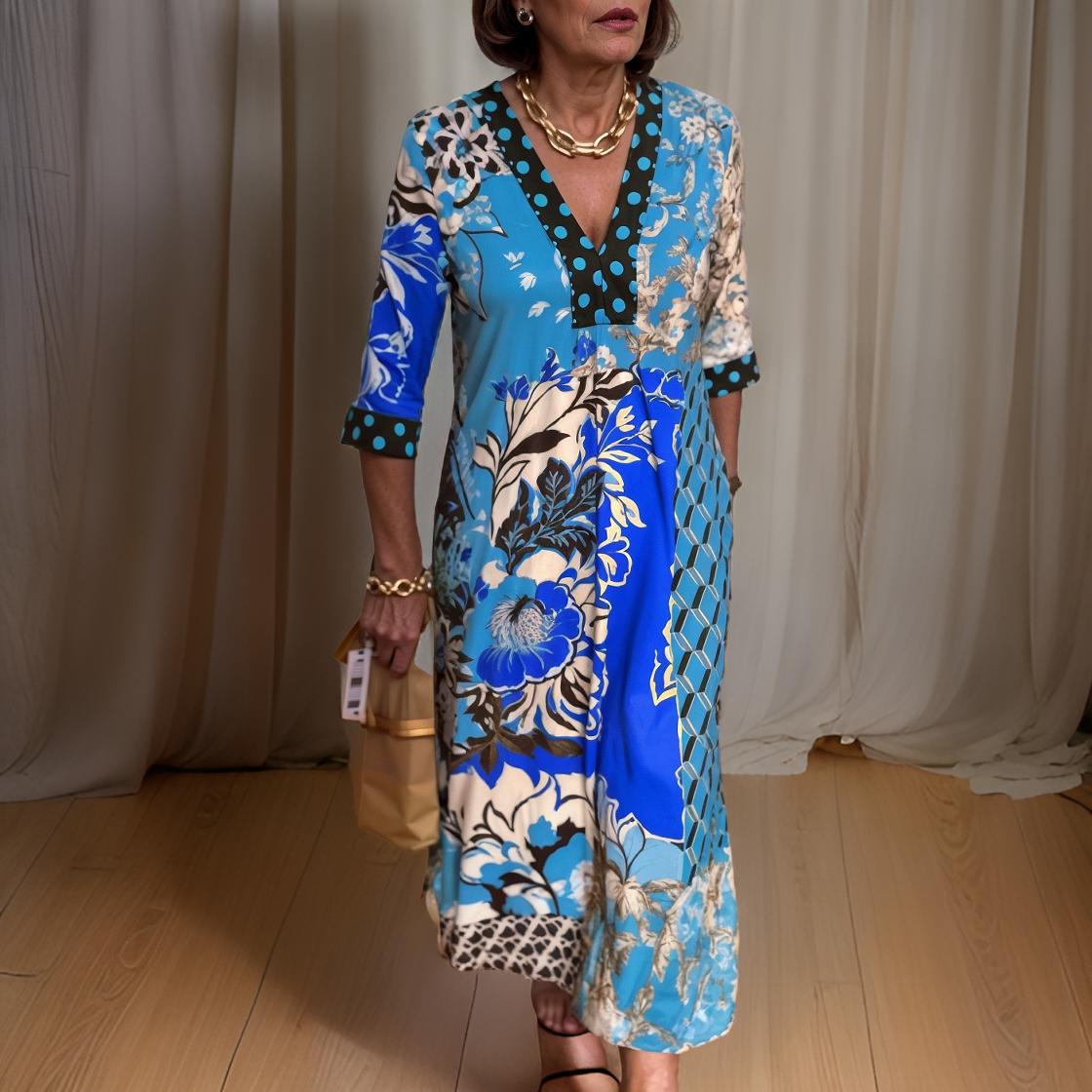 Vinta - Elegant long vintage style dress with a slit