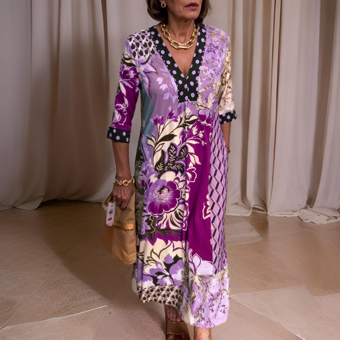 Vinta - Elegant long vintage style dress with a slit