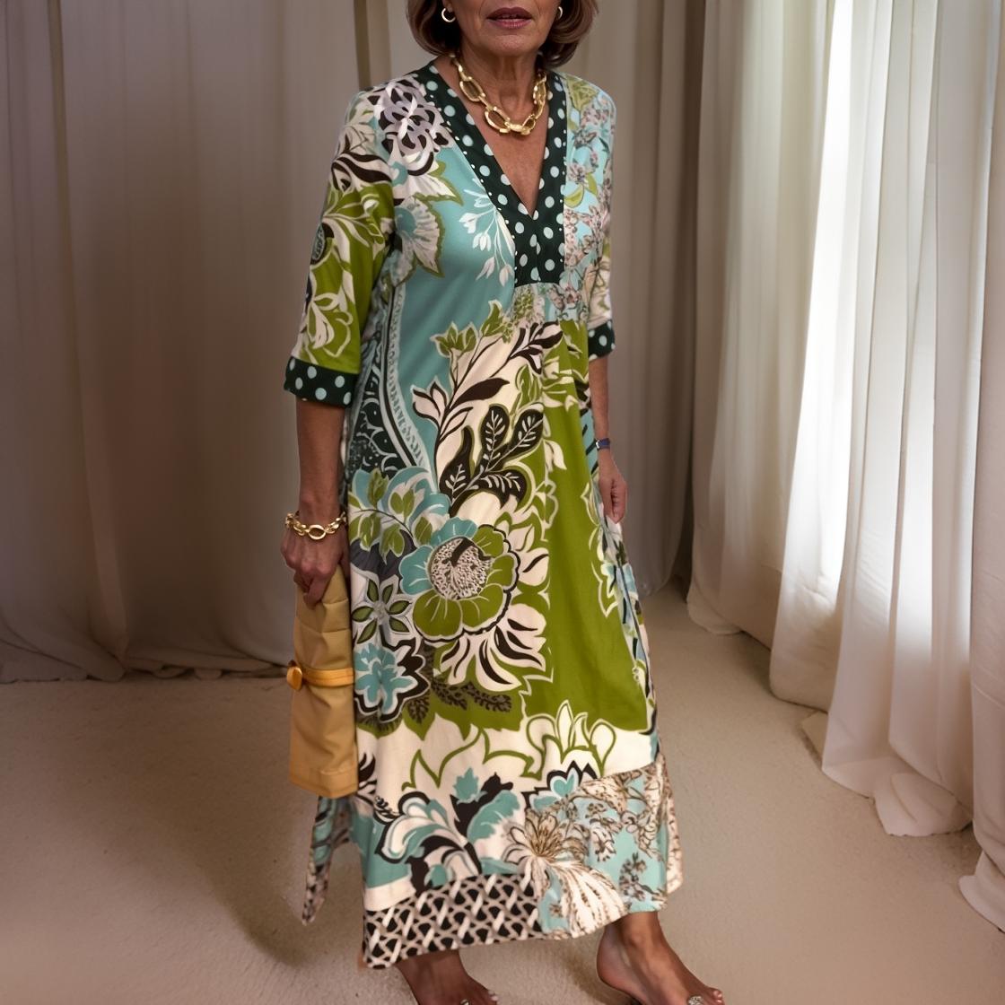 Vinta - Elegant long vintage style dress with a slit
