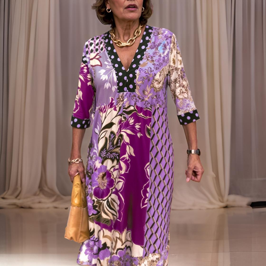 Vinta - Elegant long vintage style dress with a slit