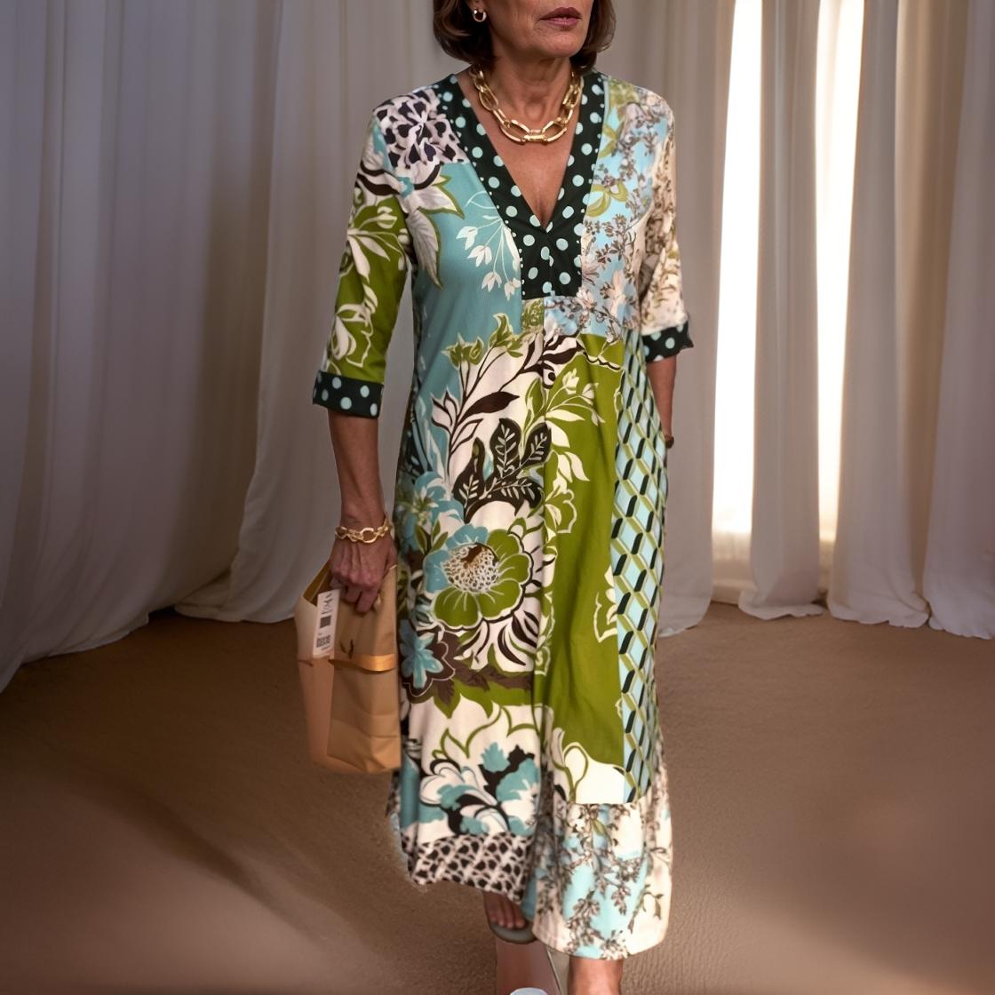 Vinta - Elegant long vintage style dress with a slit