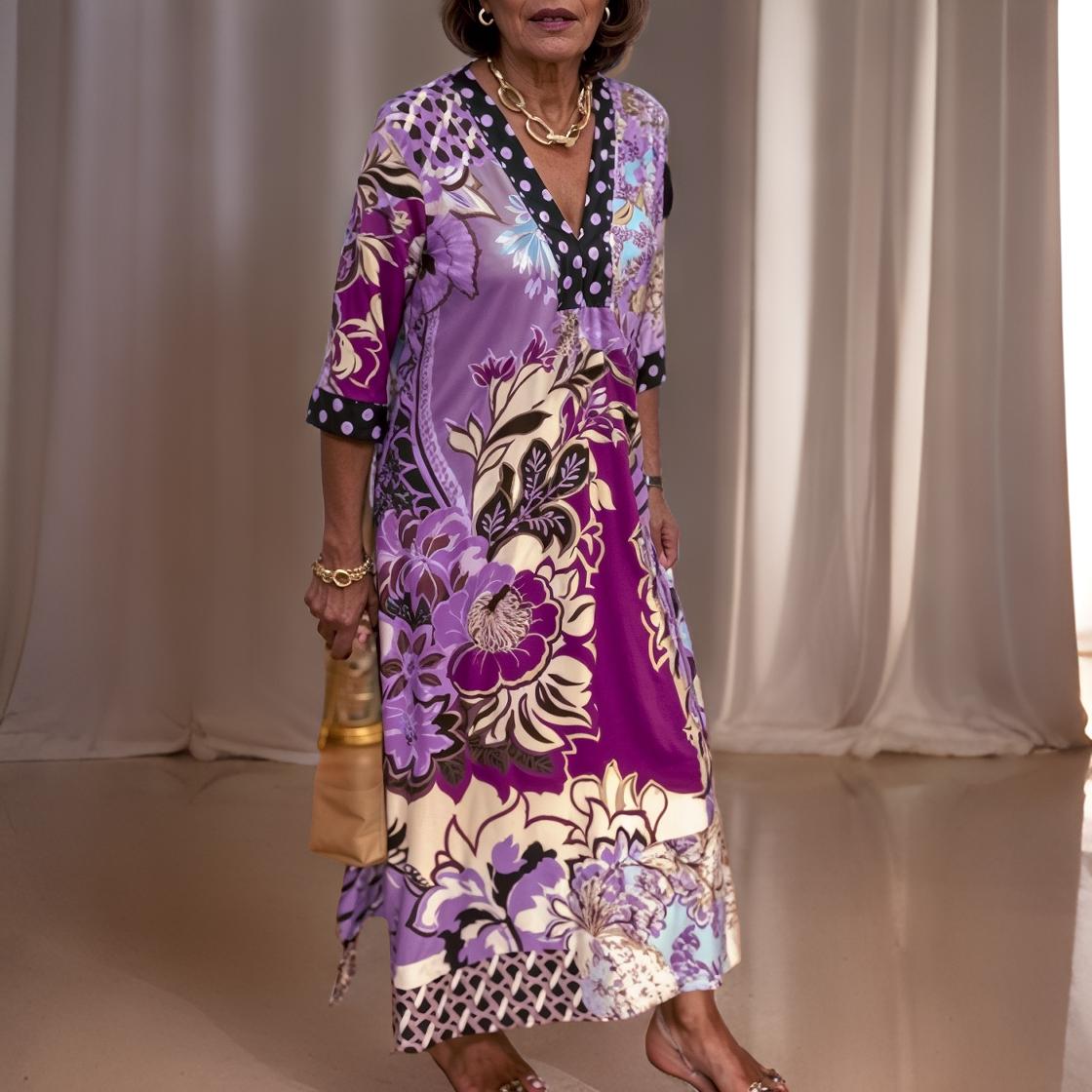 Vinta - Elegant long vintage style dress with a slit