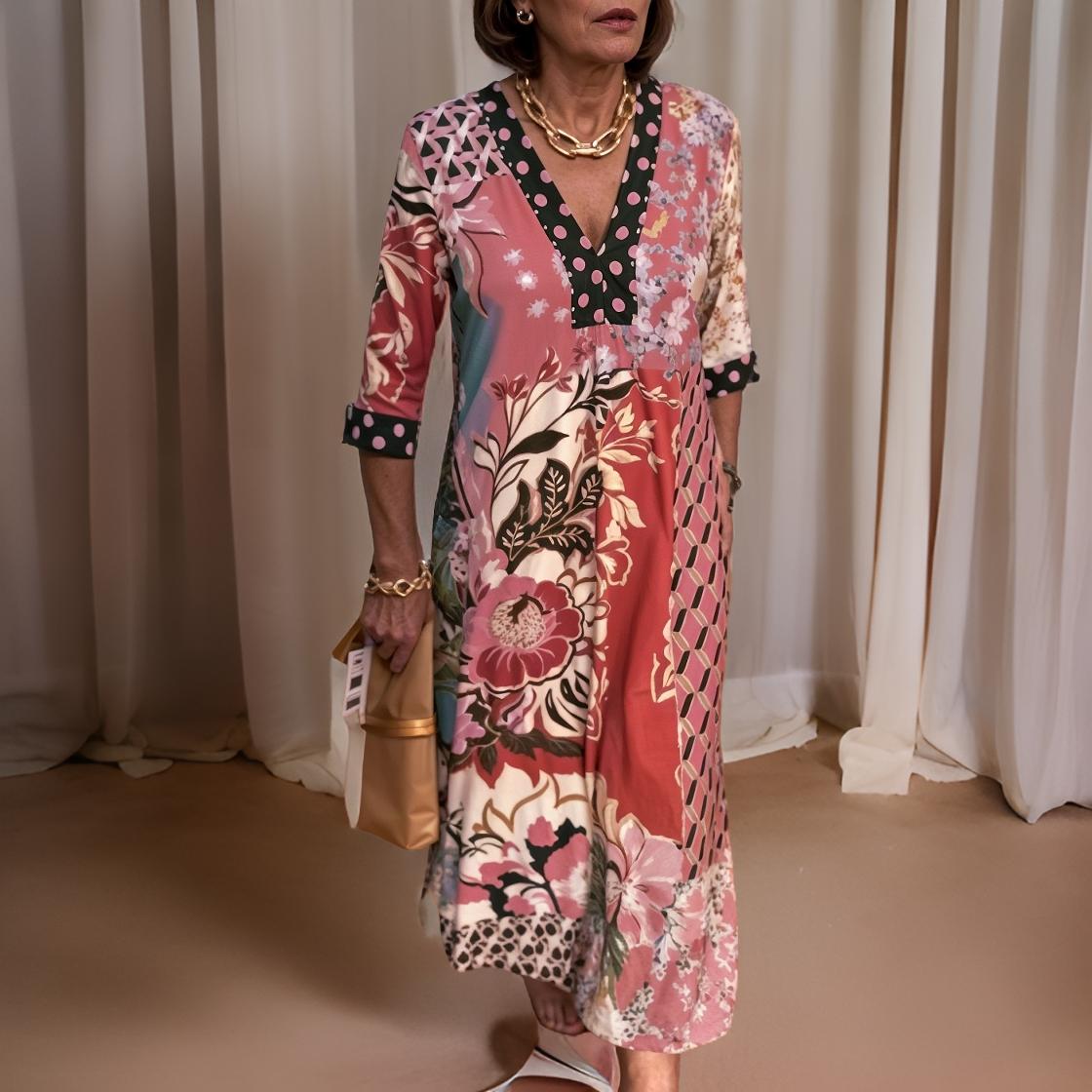 Vinta - Elegant long vintage style dress with a slit