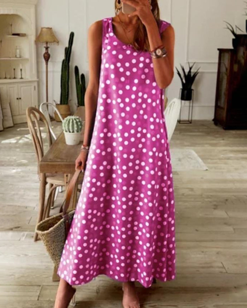 Sophia - Blue Polka Dot Summer Dress