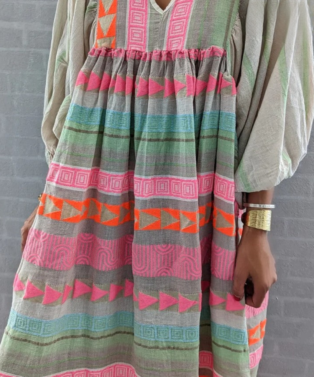 Luisa - Multicolored maxi dress with geometric pattern
