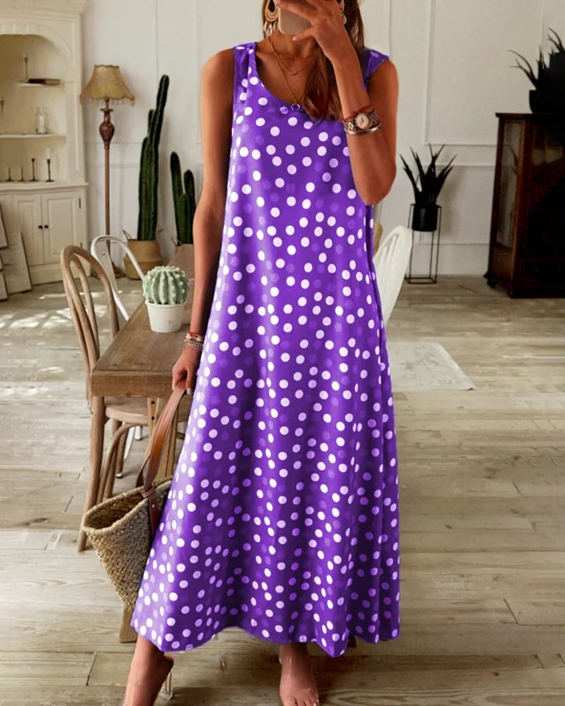 Sophia - Blue Polka Dot Summer Dress