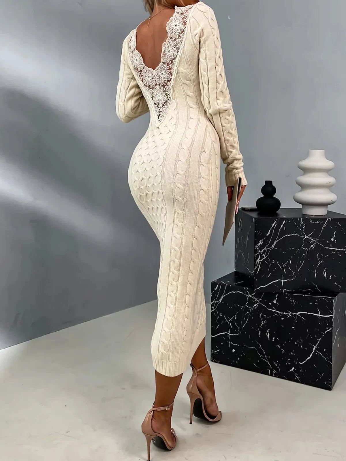 JANAA - ELEGANT MESH DRESS WITH BRAIDS