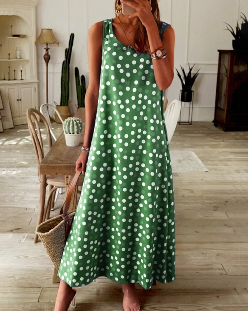 Sophia - Blue Polka Dot Summer Dress