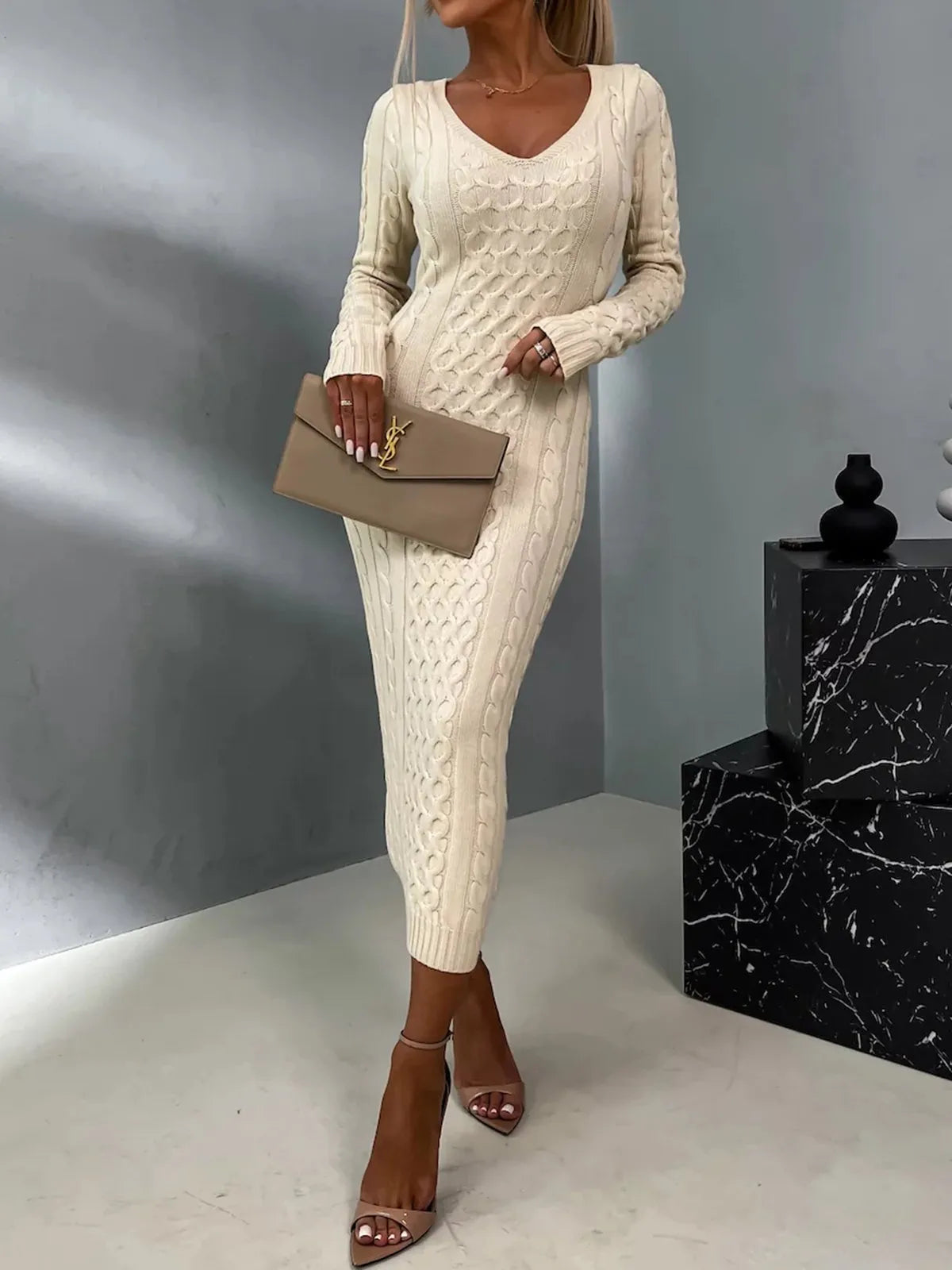 JANAA - ELEGANT MESH DRESS WITH BRAIDS