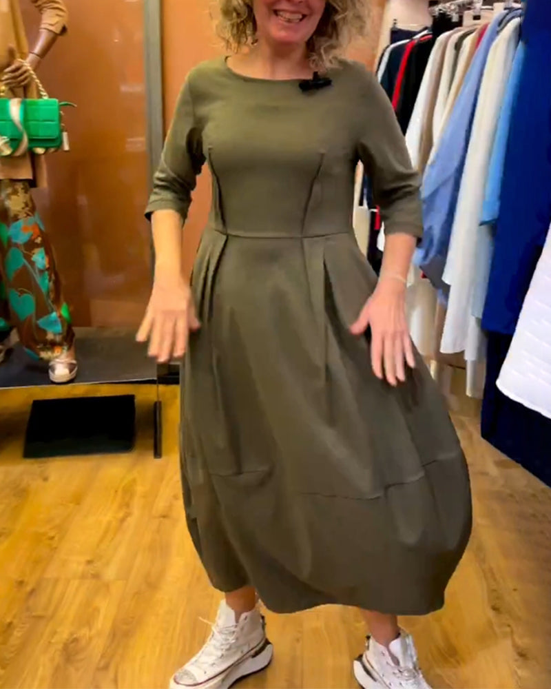 Grace - Olive Color Knitted Dress
