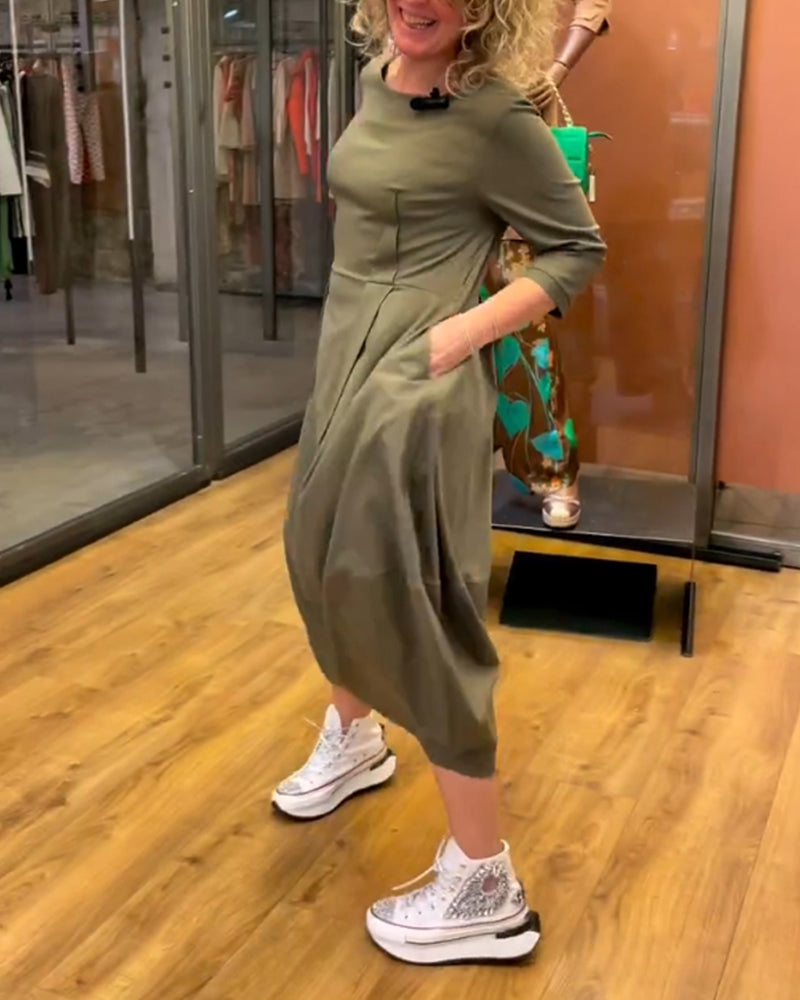 Grace - Olive Color Knitted Dress
