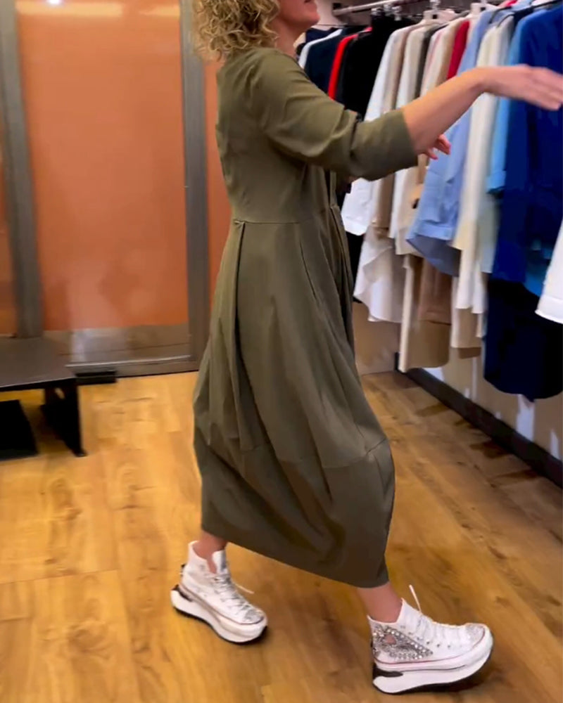 Grace - Olive Color Knitted Dress