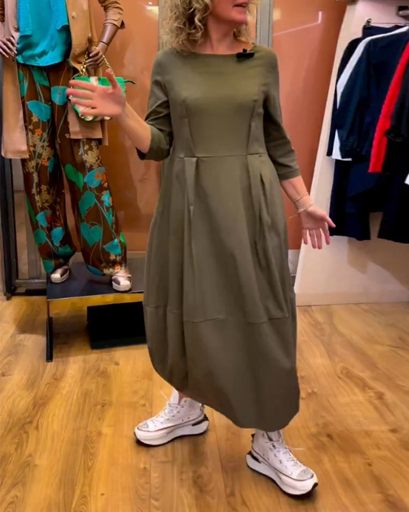 Grace - Olive Color Knitted Dress