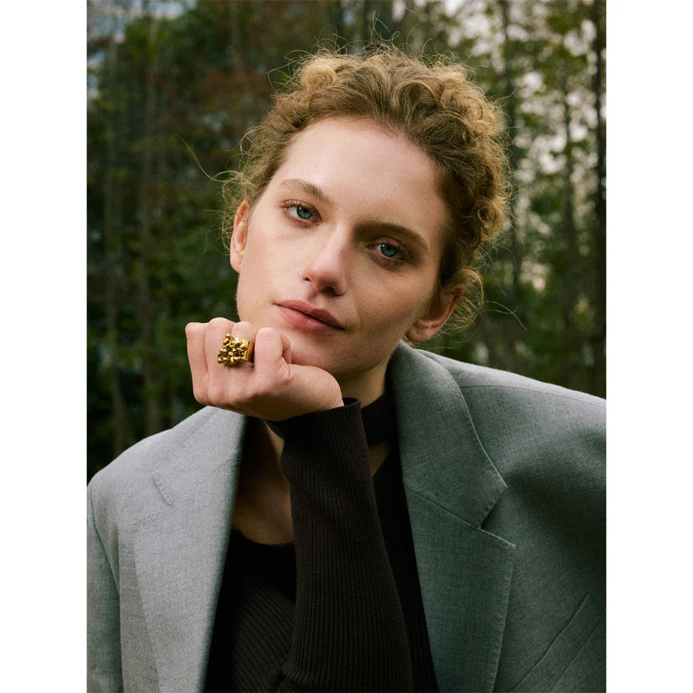Valmara Heart Charm Adjustable Gold Ring