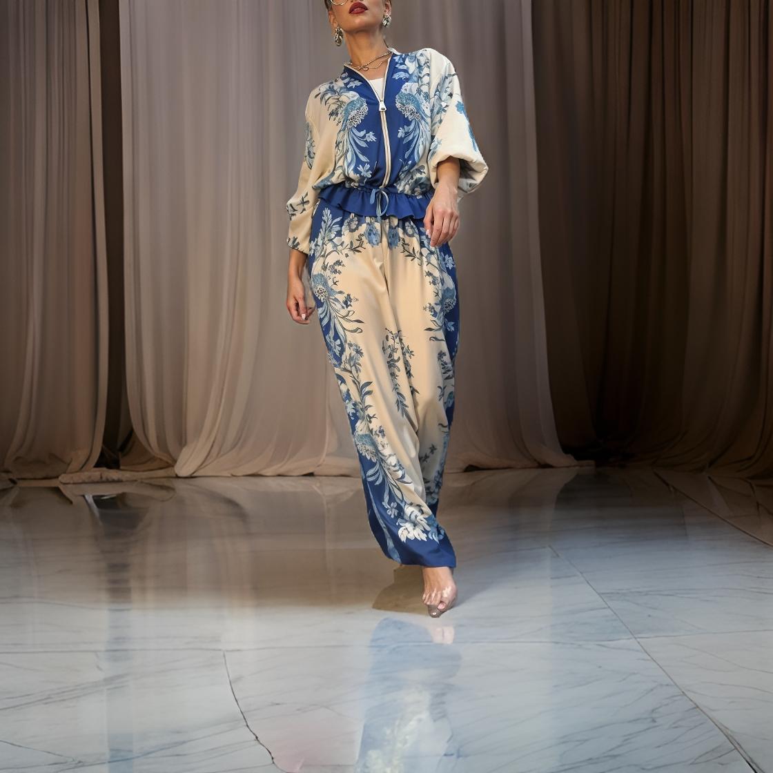 Paloma – Elegant Wide Pantsuit with Stand-Up Collar and Zipper