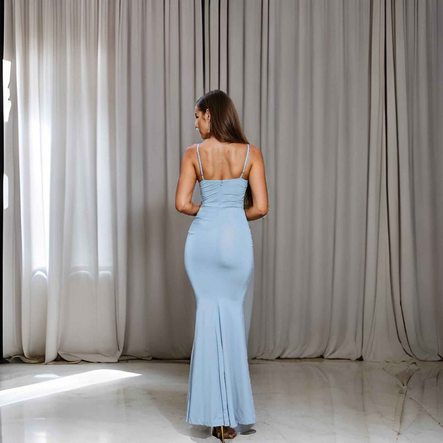 Irena - Elegant Draped Bodycon Style Evening Dress