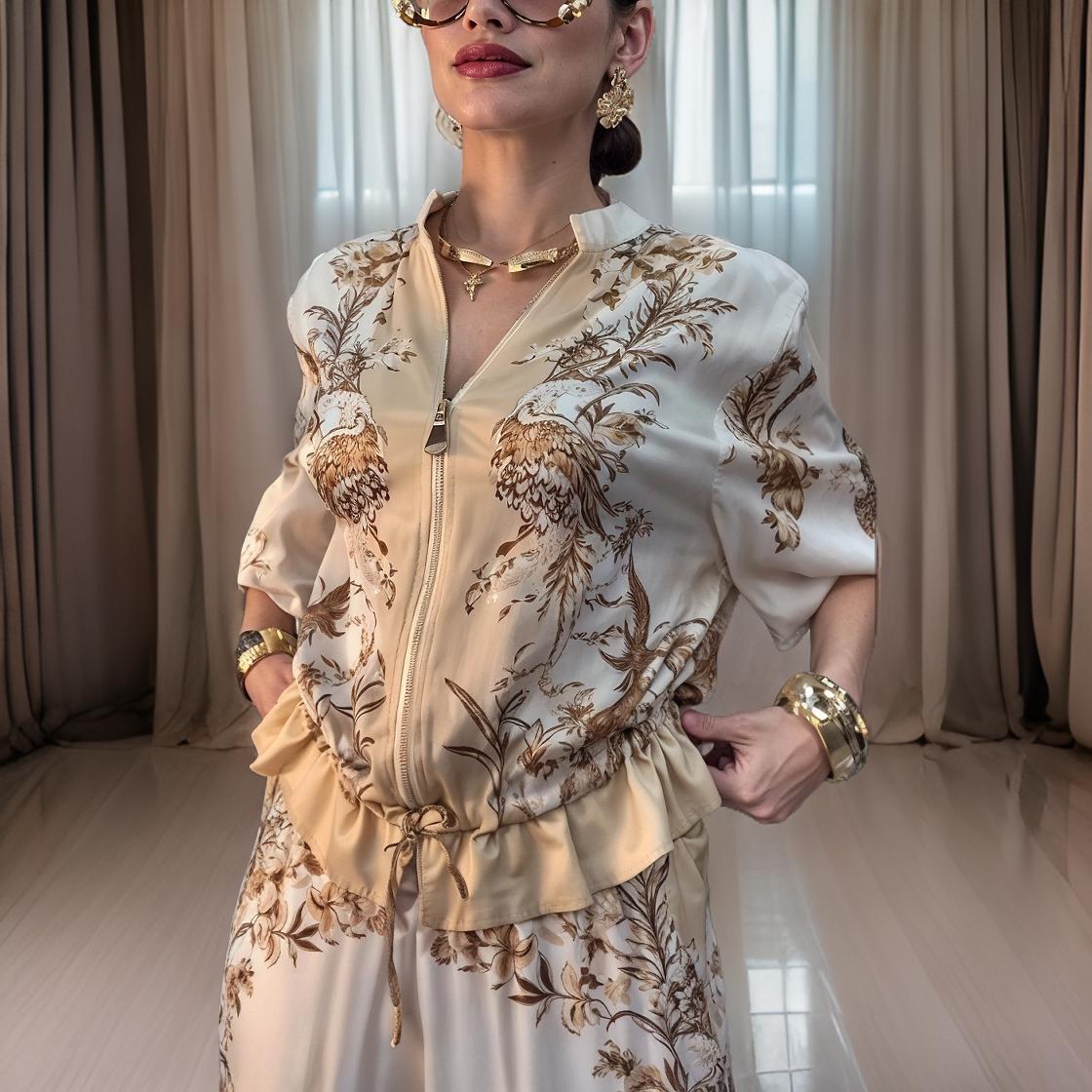 Paloma – Elegant Wide Pantsuit with Stand-Up Collar and Zipper