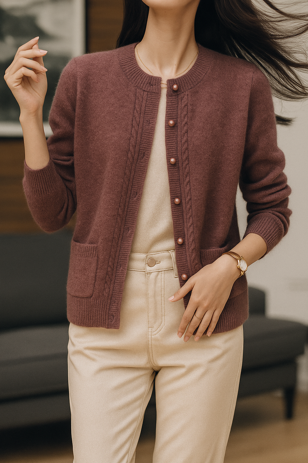 Maribelle Pearl Trim Cardigan
