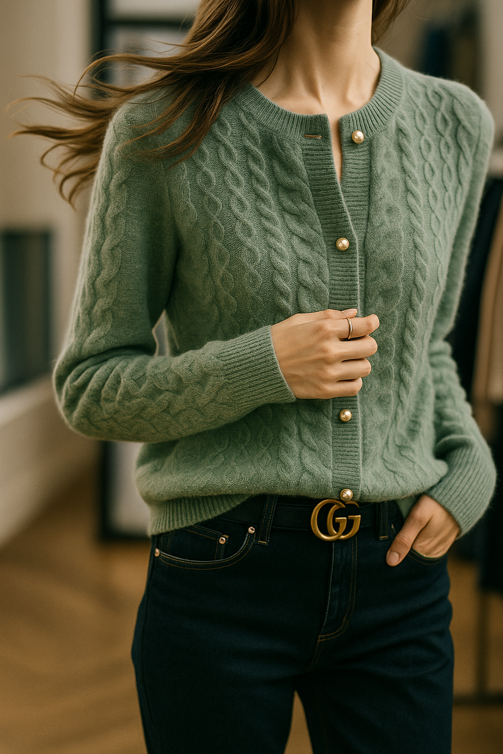 New London Pearl Button Cardigan