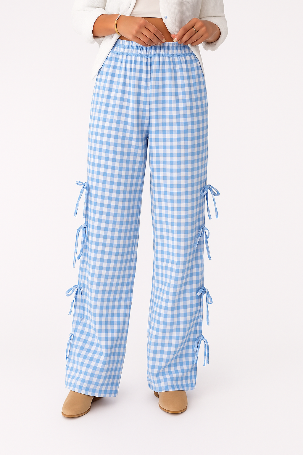 Casual Checkered Cotton Trousers