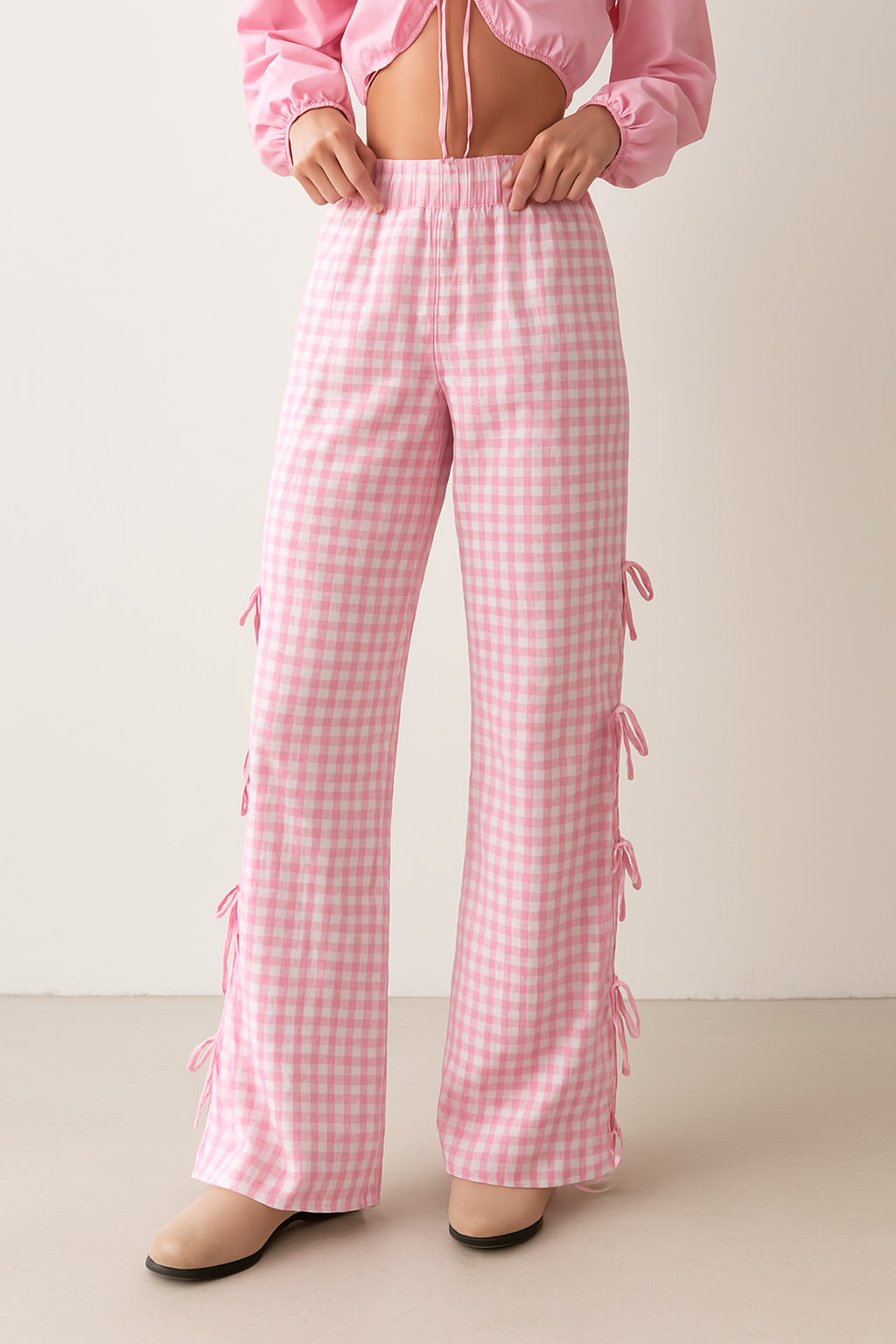 Casual Checkered Cotton Trousers