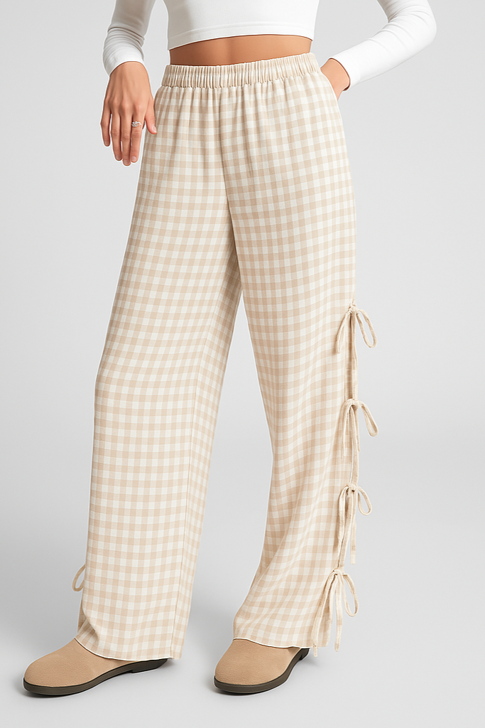 Casual Checkered Cotton Trousers