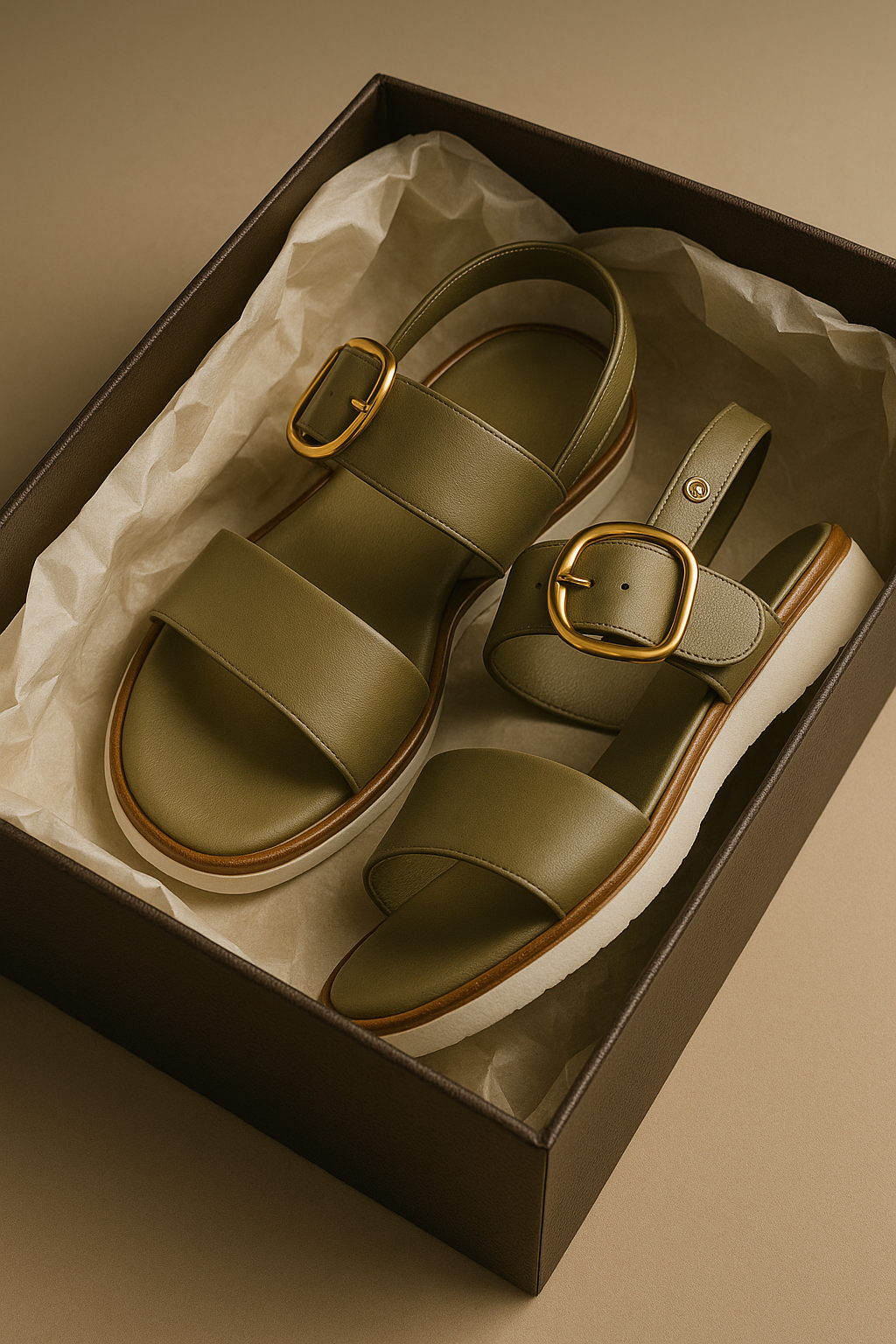 Valine Gold-Buckle Strap Sandals