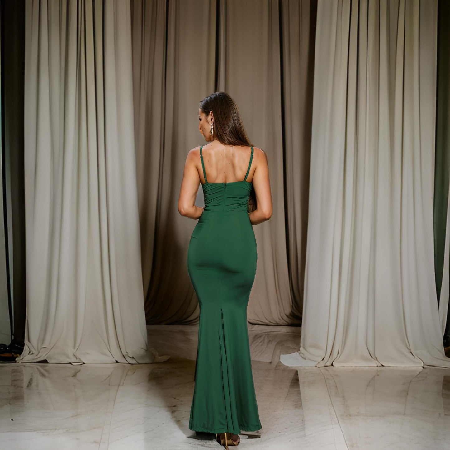 Irena - Elegant Draped Bodycon Style Evening Dress