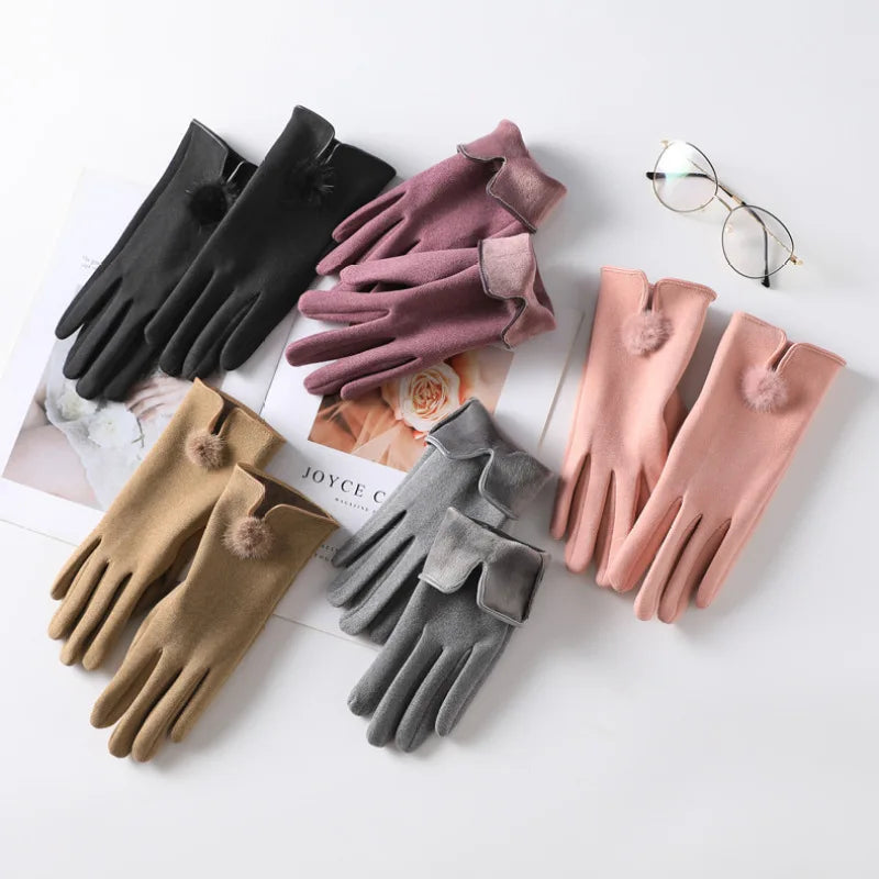 Luxe Touch Pom-Pom Gloves