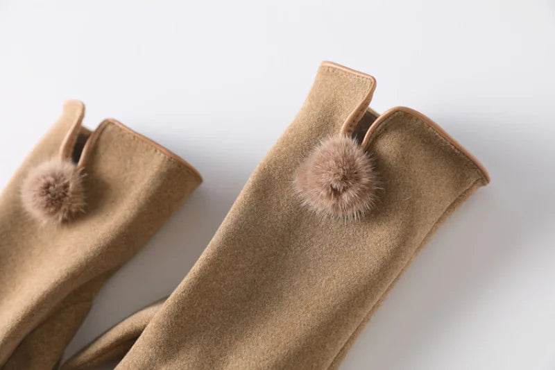 Luxe Touch Pom-Pom Gloves