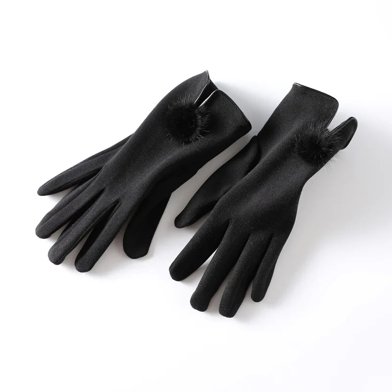 Luxe Touch Pom-Pom Gloves