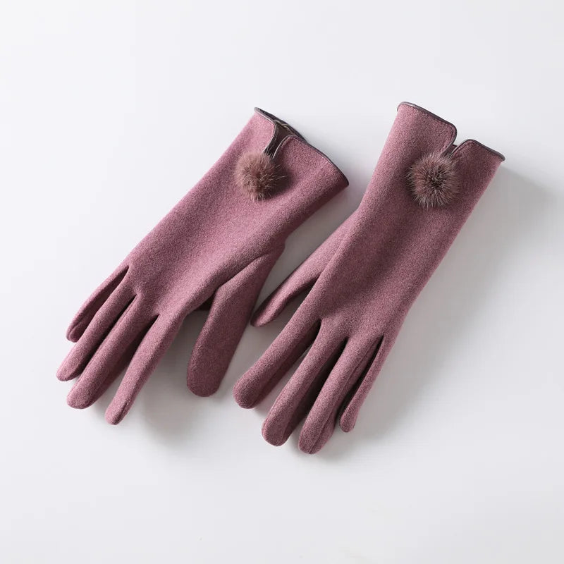 Luxe Touch Pom-Pom Gloves