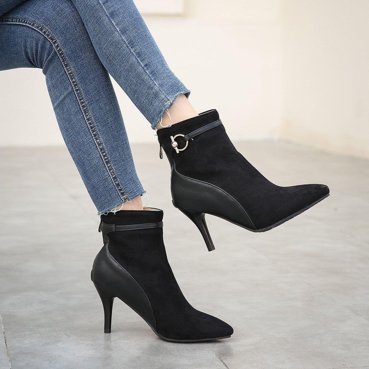 Krista Suede Pointy Toe Heels