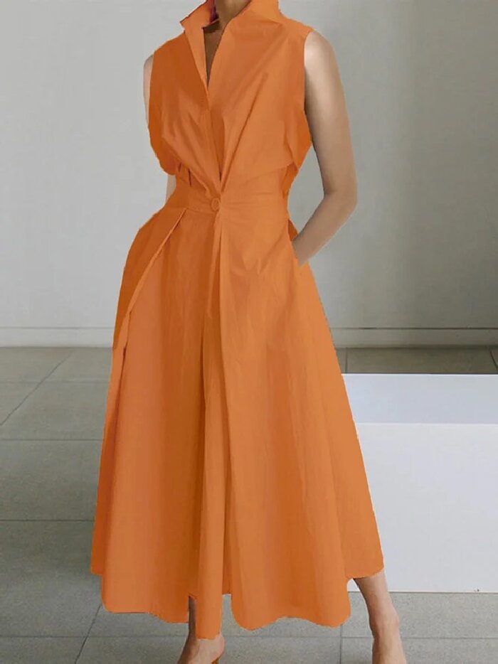Luna - Local cotton dress with a shirt collar