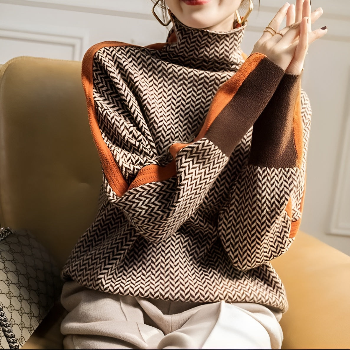 Vera High-Stitch Turtleneck Sweater