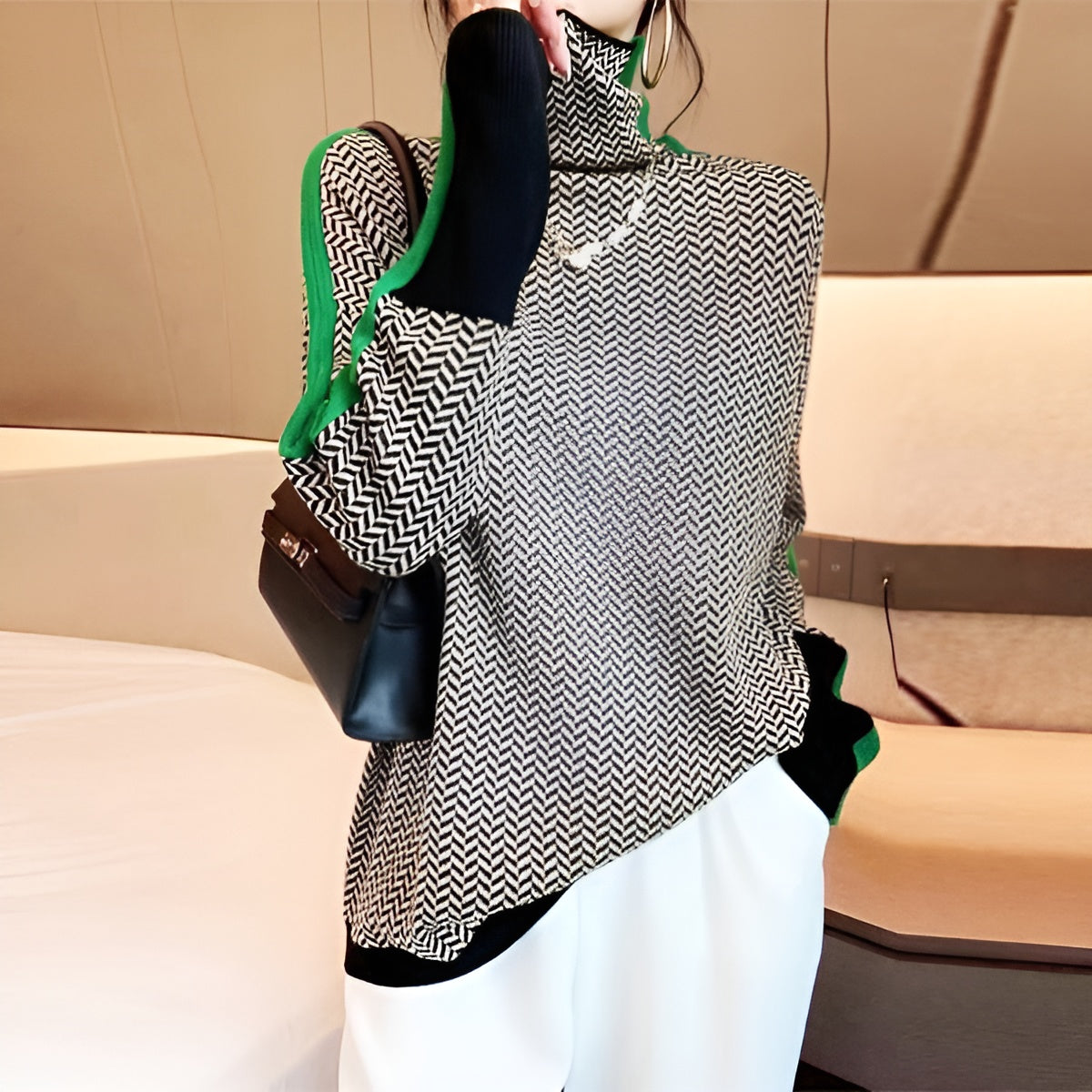 Vera High-Stitch Turtleneck Sweater