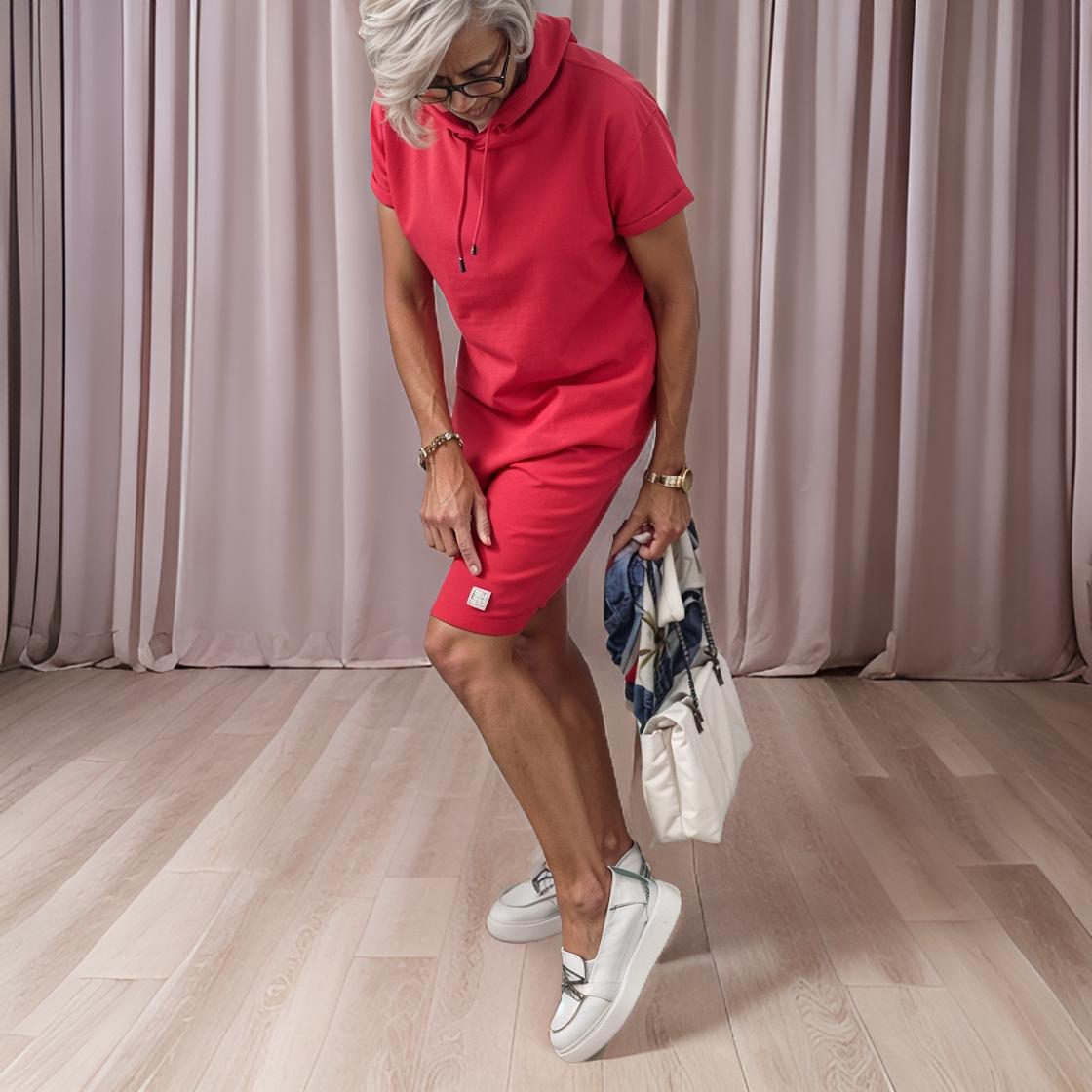 Isla - Casual Short Sleeve Dress with Hood