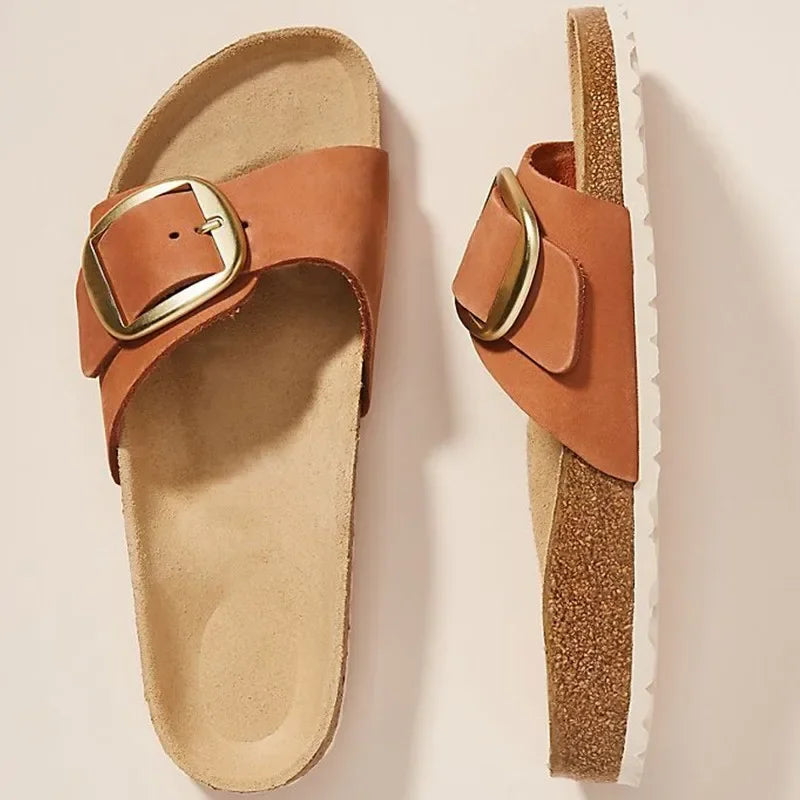 Brielle Buckle Cork Slides