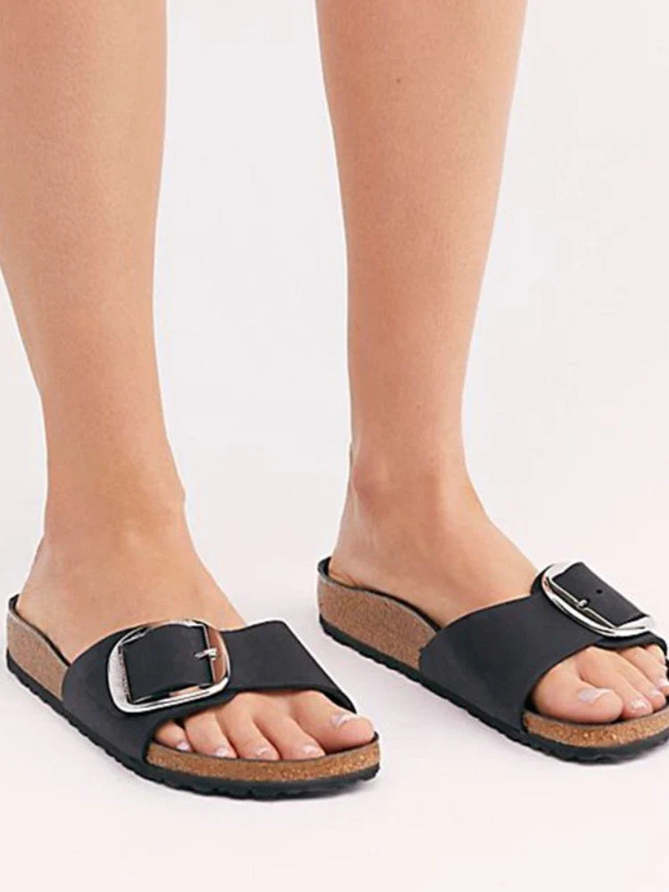 Brielle Buckle Cork Slides