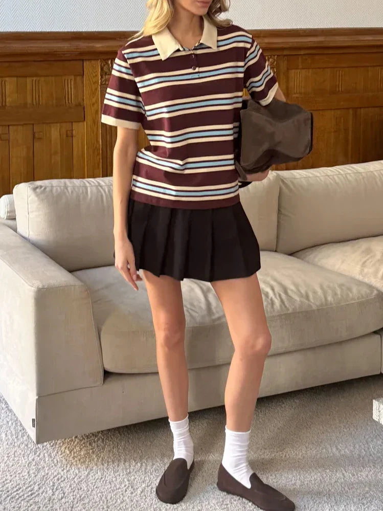 Noelle Stripe Polo Tee