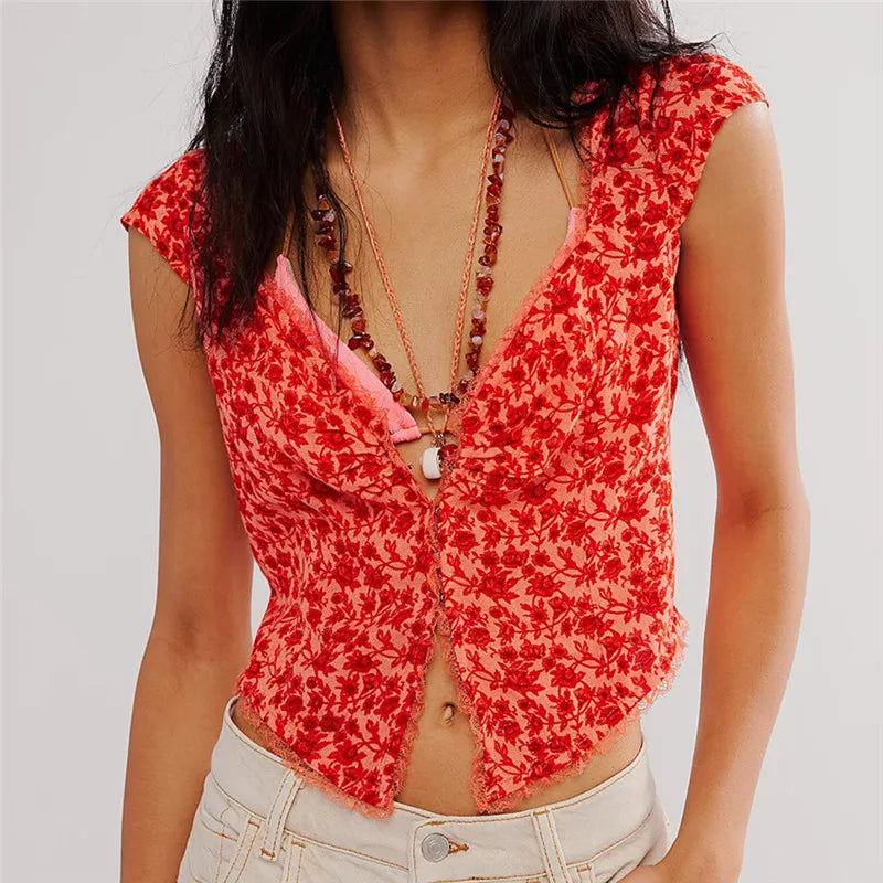 Elowen Floral Ruche Crop