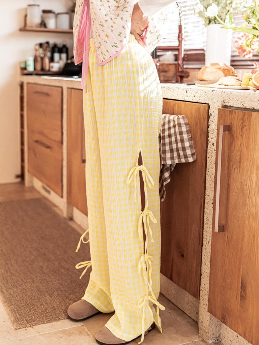 Casual Checkered Cotton Trousers