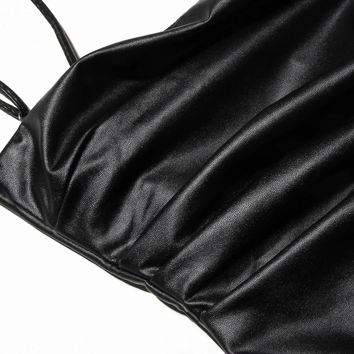 Onyx Lace-Up Faux Leather Midi Dress