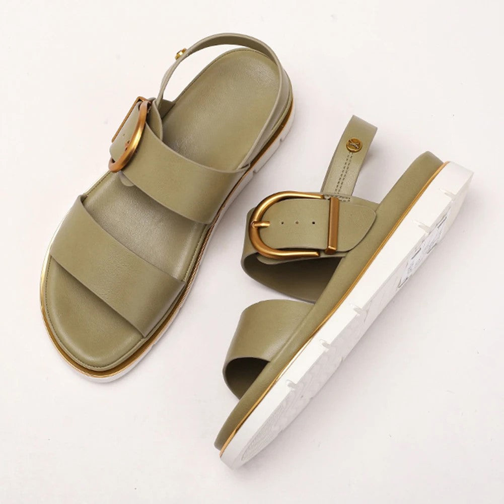 Valine Gold-Buckle Strap Sandals