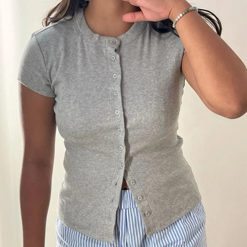 Mina Snapfront Knit Top