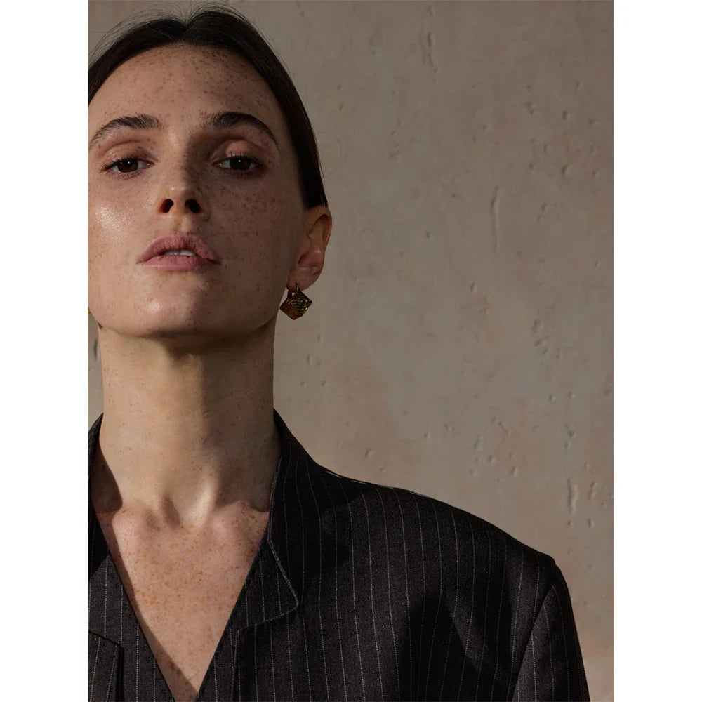 Valonne Gold Cube Hoop Earrings