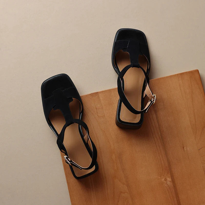 Mirea Suede T-Strap Sandals