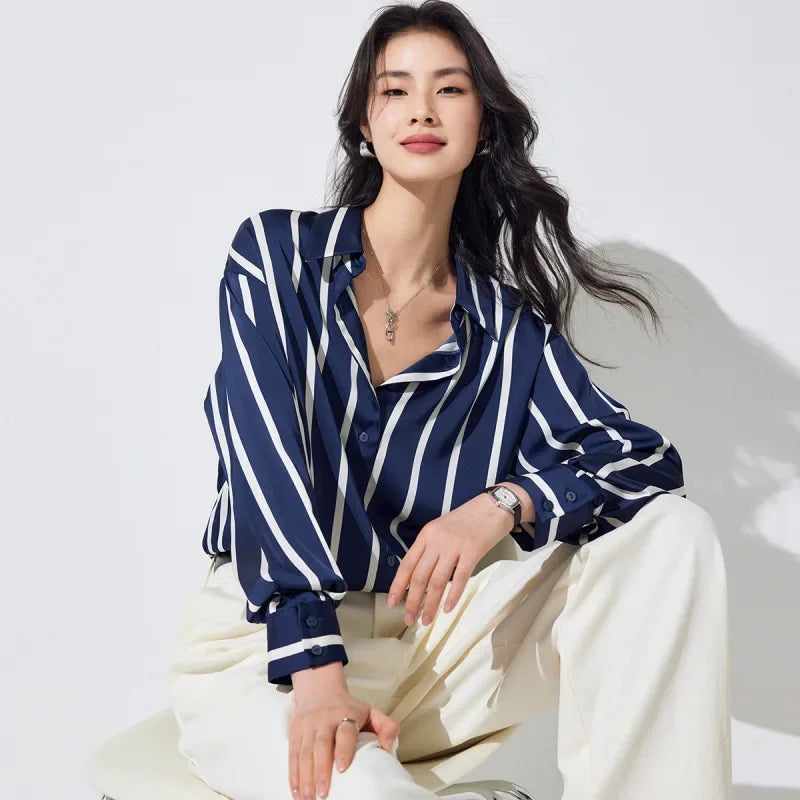 Maren Stripe Satin Blouse