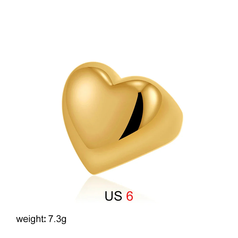 Amoria 18K Gold Heart Ring Stainless Steel Fashion Jewelry